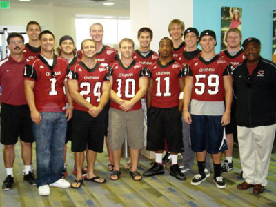 Chapman football visits the kids at CHOC