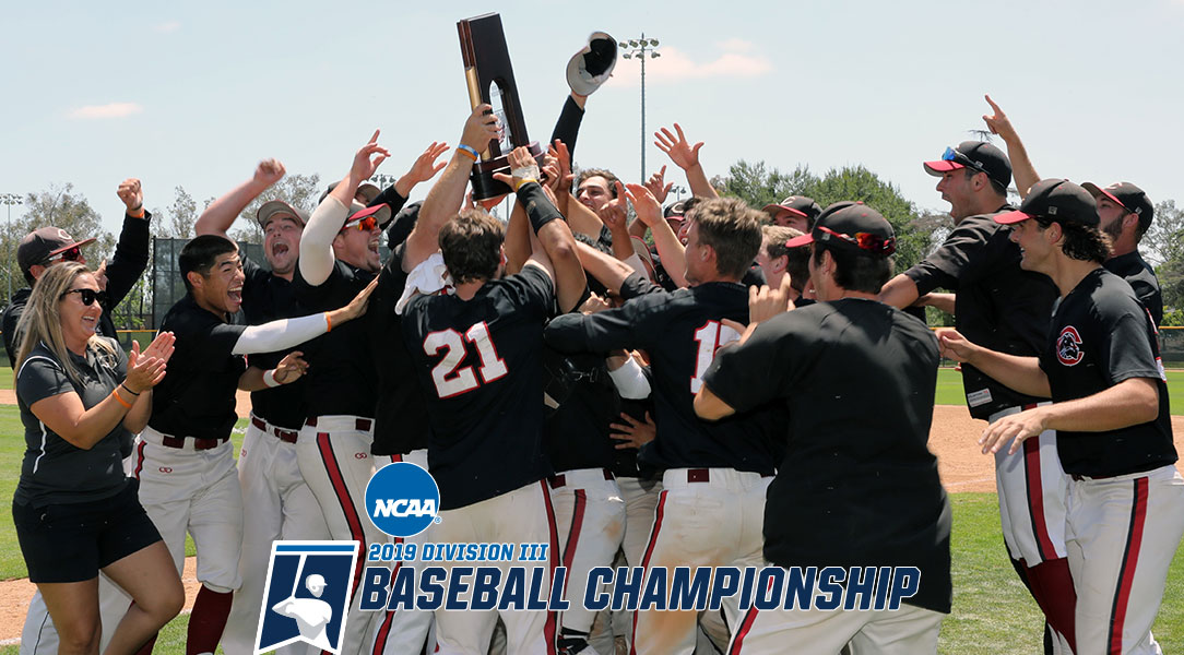 The Chapman baseball team celebrates winning the Super Regional.