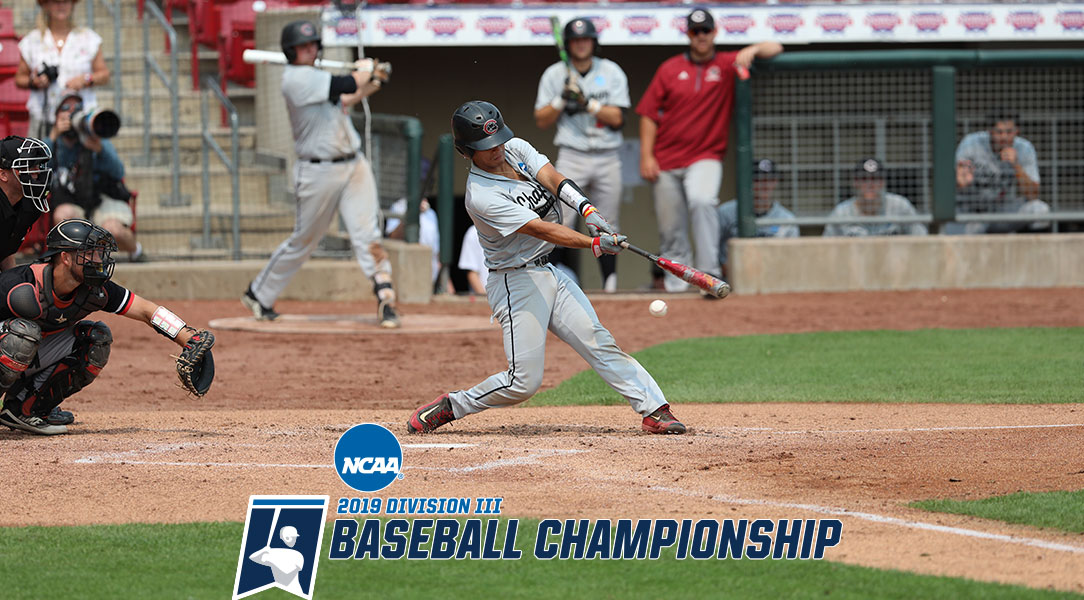 Joe Jimenez makes contact on the ball as he is swinging.