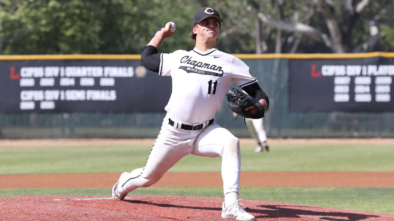 Wyatt Thompson delivers a pitch off the mound.