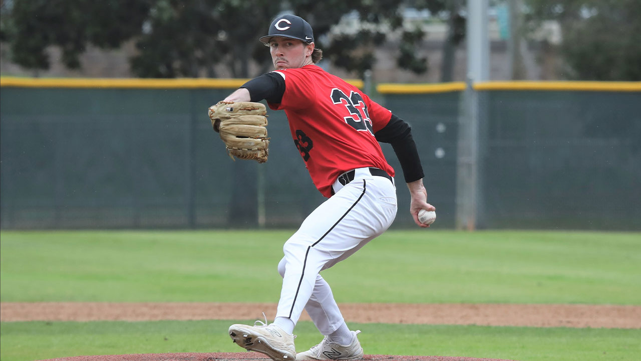 Hank Tobias pitching off the baseball mound.