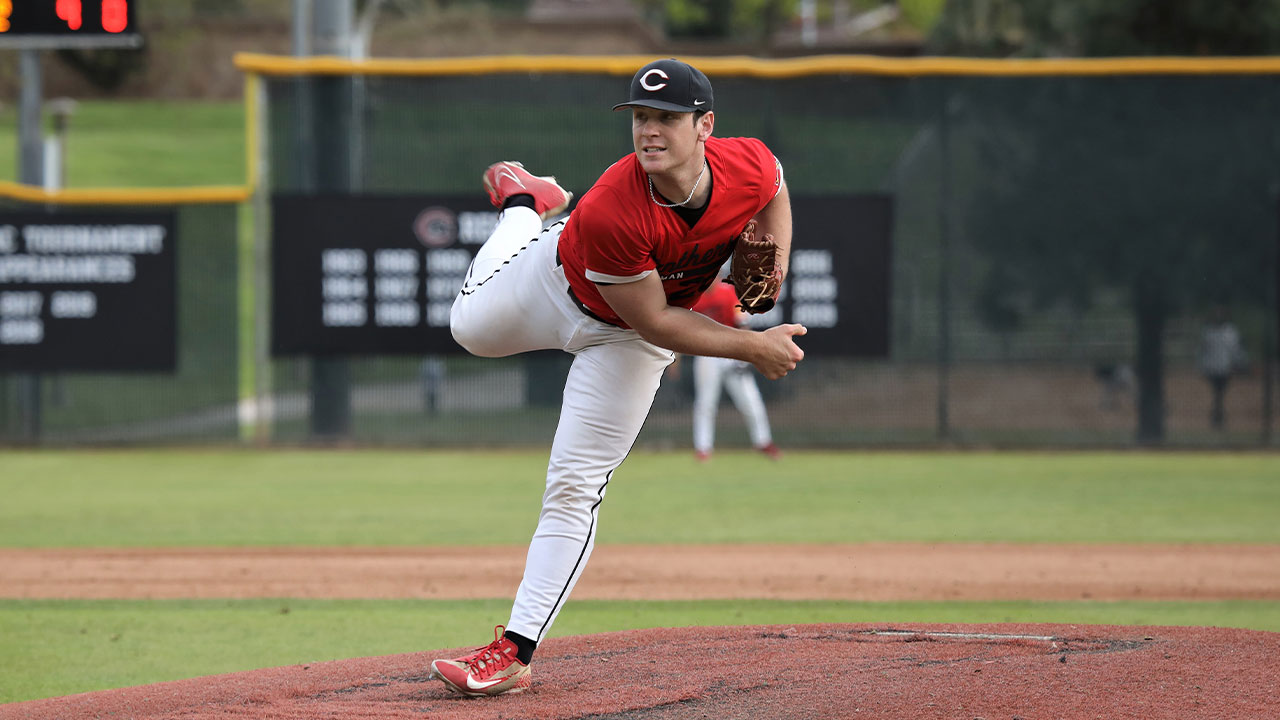 Henry Chabot pitches in the ninth inning.