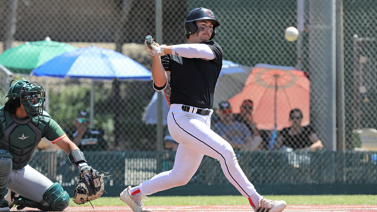 AJ Anzai hits the ball