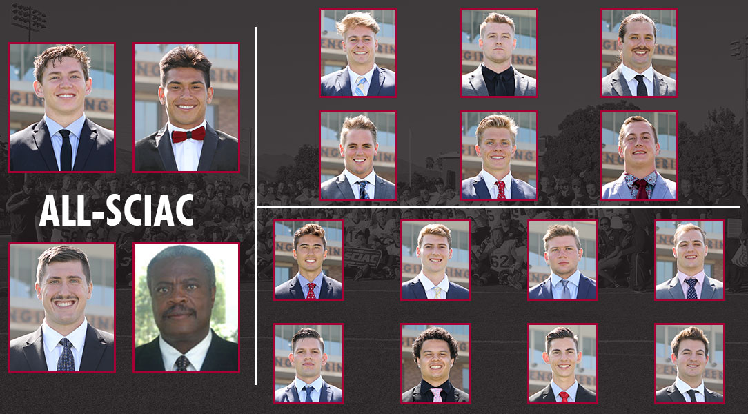 Headshots of all 17 All-SCIAC award winners