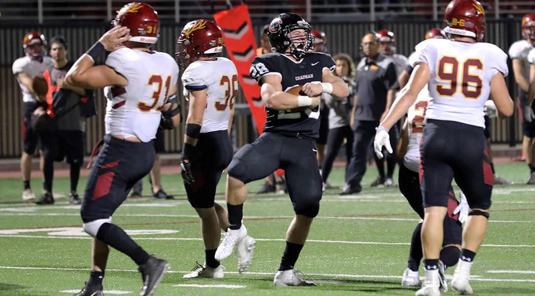 Tanner Mendoza celebrates after a big run.