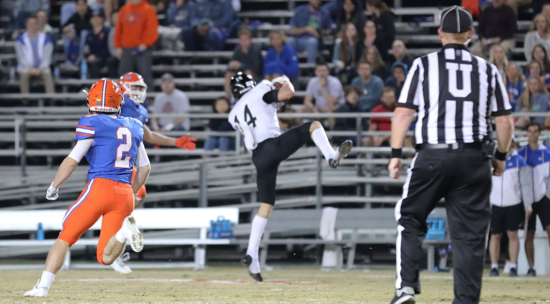 Nathan Parkin intercepts a pass.
