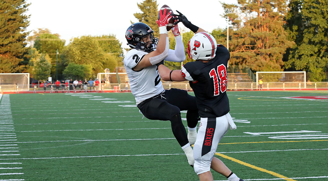 Trevor Vill pulls in a touchdown catch.