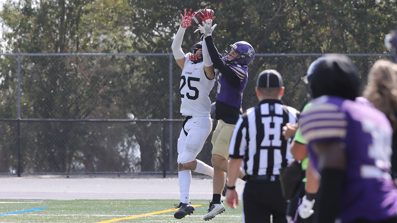 Ahlers leaps to grab an interception.