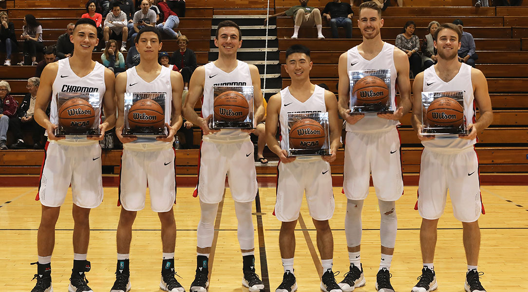 Six Chapman seniors on Senior Night.
