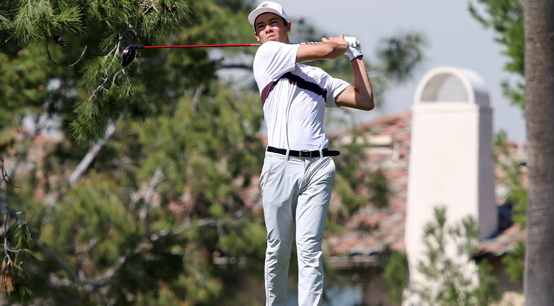 Griffin Tso drives the ball down the green.