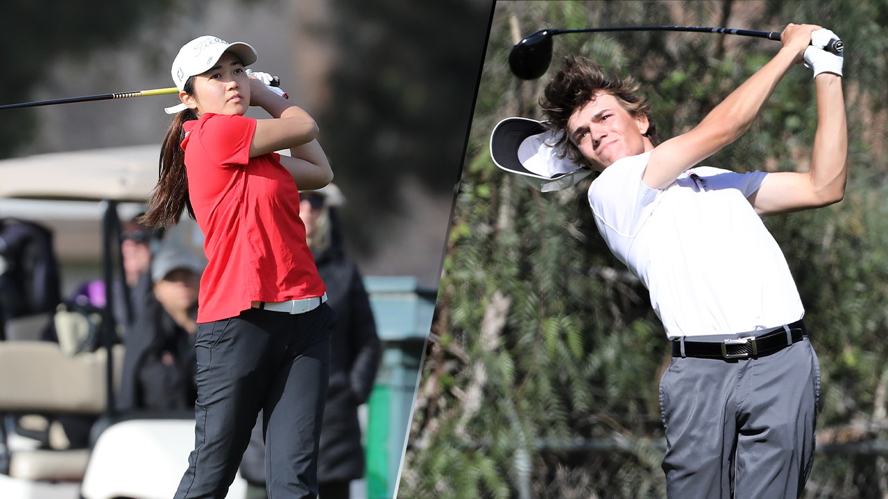 Rachel Truong (Left) Connor Conley (right) both hit tee shots.