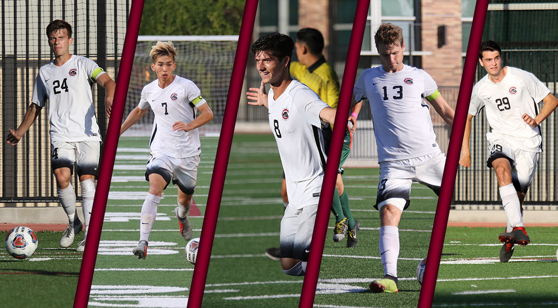 Five All-SCIAC men's soccer selections.