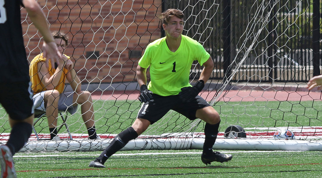 Chandler Siemonsma prepares to make a save.