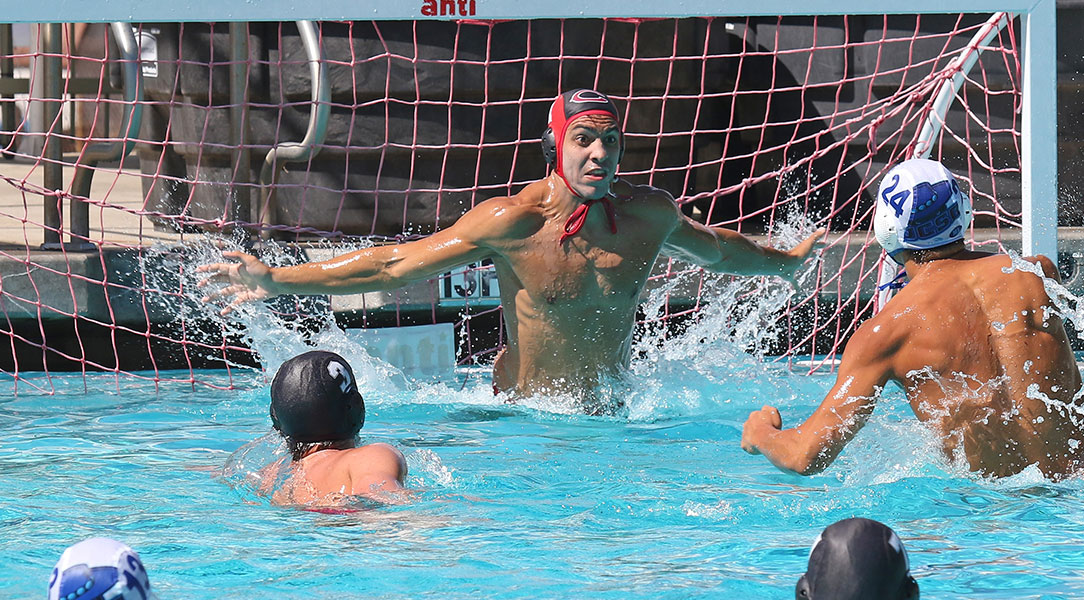 Wesley Hertel blocks a shot.