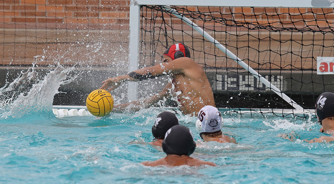 Wes Hertel blocks a shot.