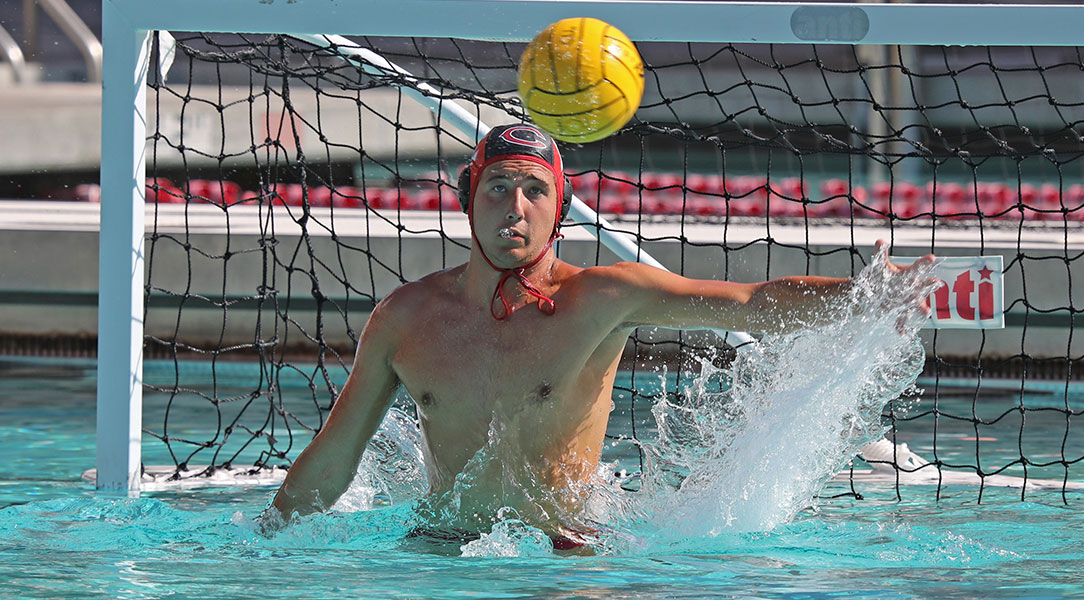 Owen McNicholas saves a shot.