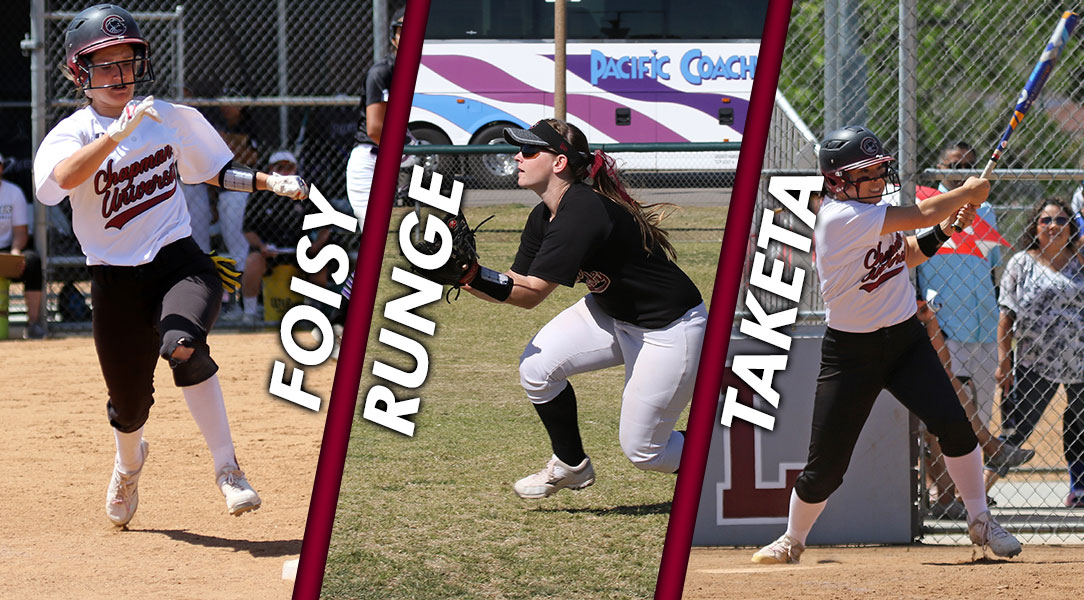 Action photos of Michaela Foisy, Liz Runge and Sarah Taketa.