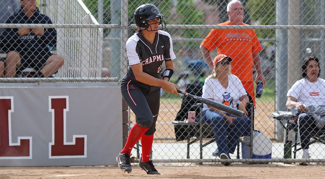 Samantha Whalen runs out of the box after a hit.