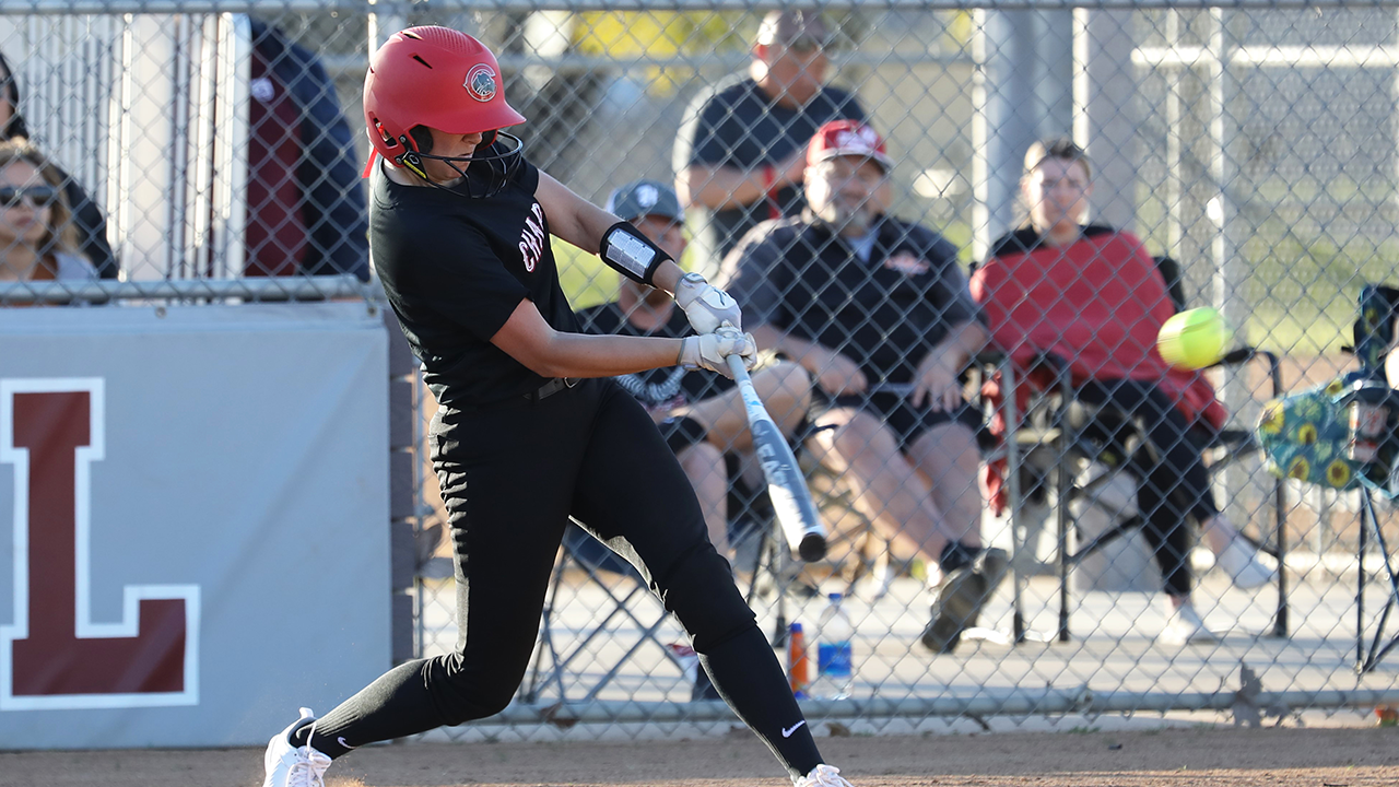 Grace Fosselman hits the ball.