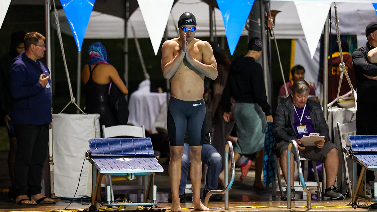 Cole Kershner getting ready to step on the block.