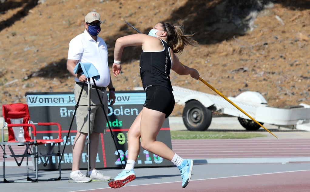 Maija Girardi throws the javelin.