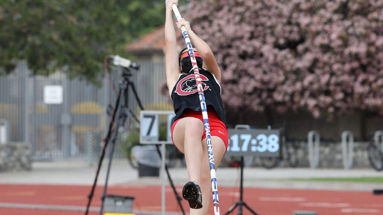 Adva Shilon jumps to complete the pole vault.