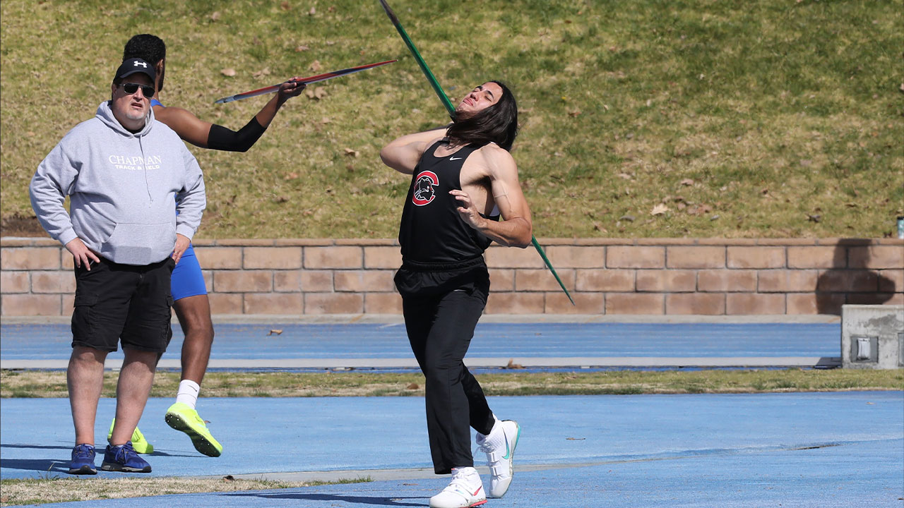 Nick Burton throws the javelin.