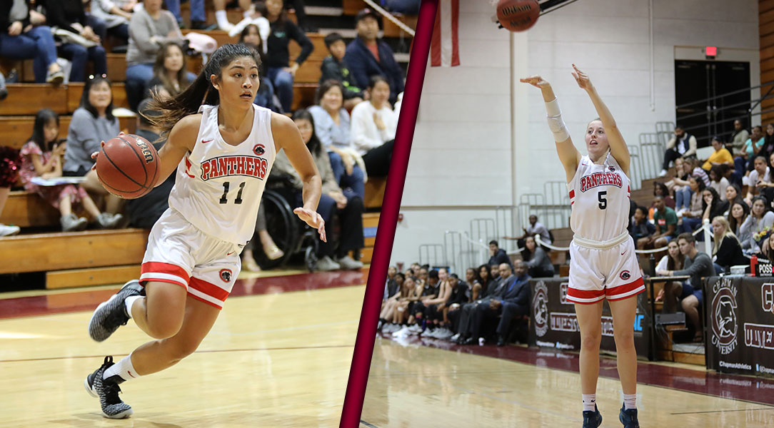 Jaryn Fajardo drives, Lucy Criswell shoots.