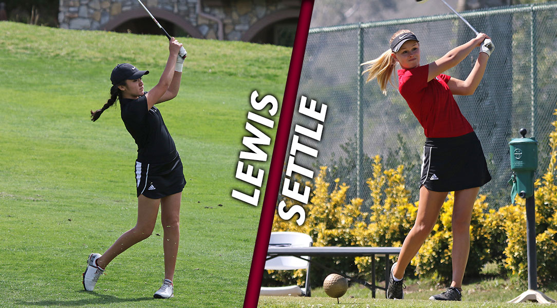 Action photos of Emily Lewis and Lauren Settle.