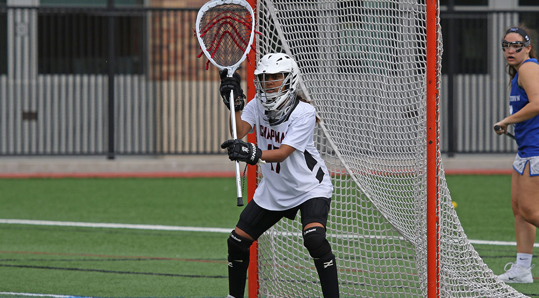 Preetha Raj defends the goal.