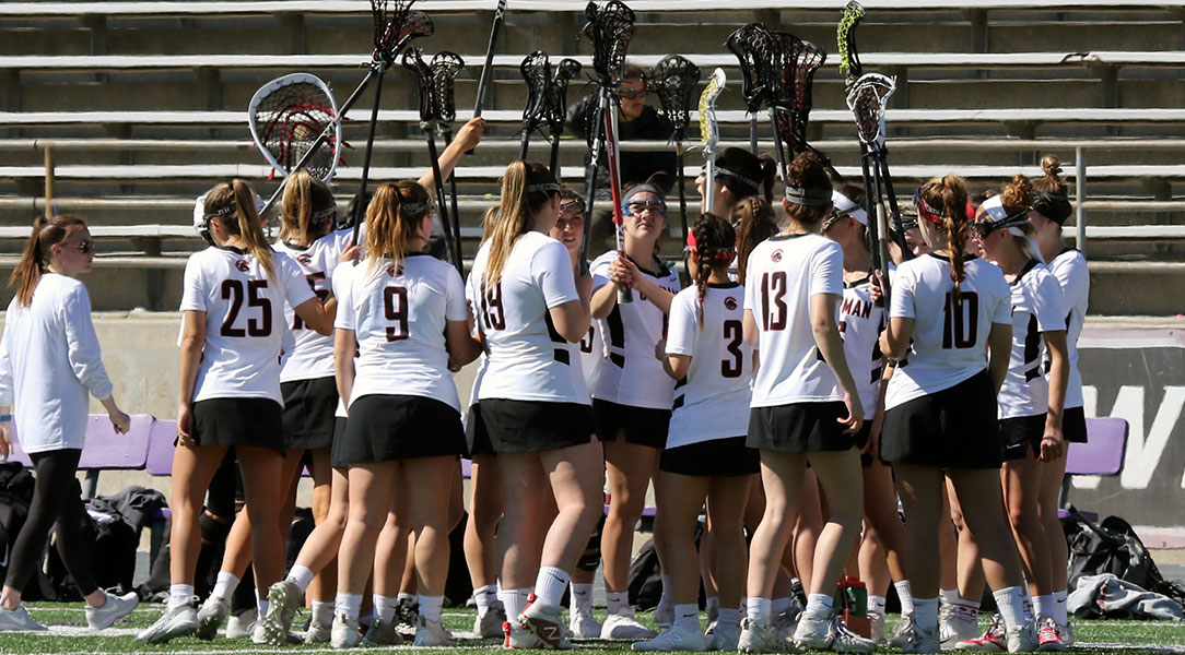 The team huddles during a timeout.