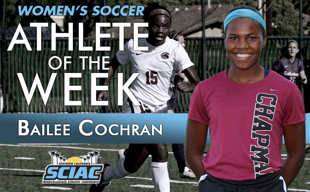 Cochran honored as women&rsquo;s soccer SCIAC Athlete of the Week
