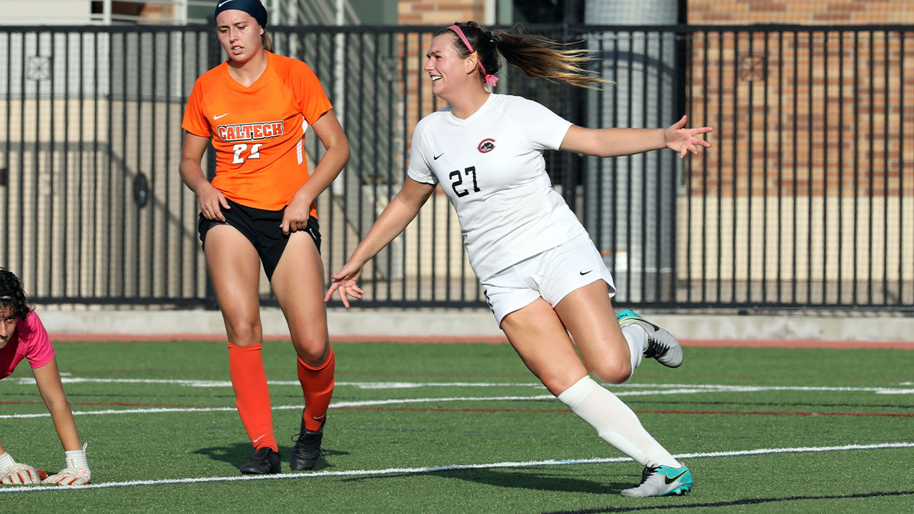 Riley Pidgeon celebrates a goal scored.
