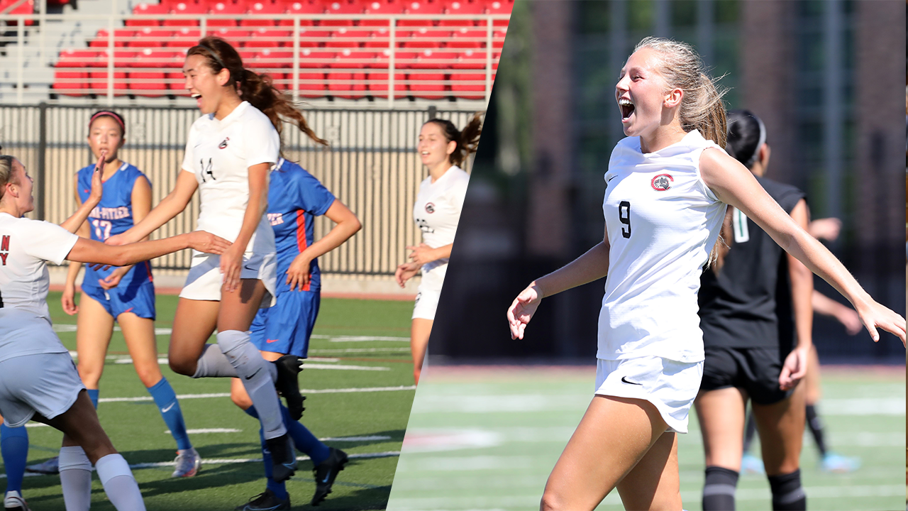 Emma Harper and Jenna Urrabazo celebrating.