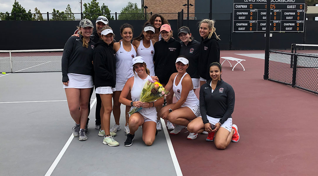The team poses for a picture with senior Nicole Fouts.