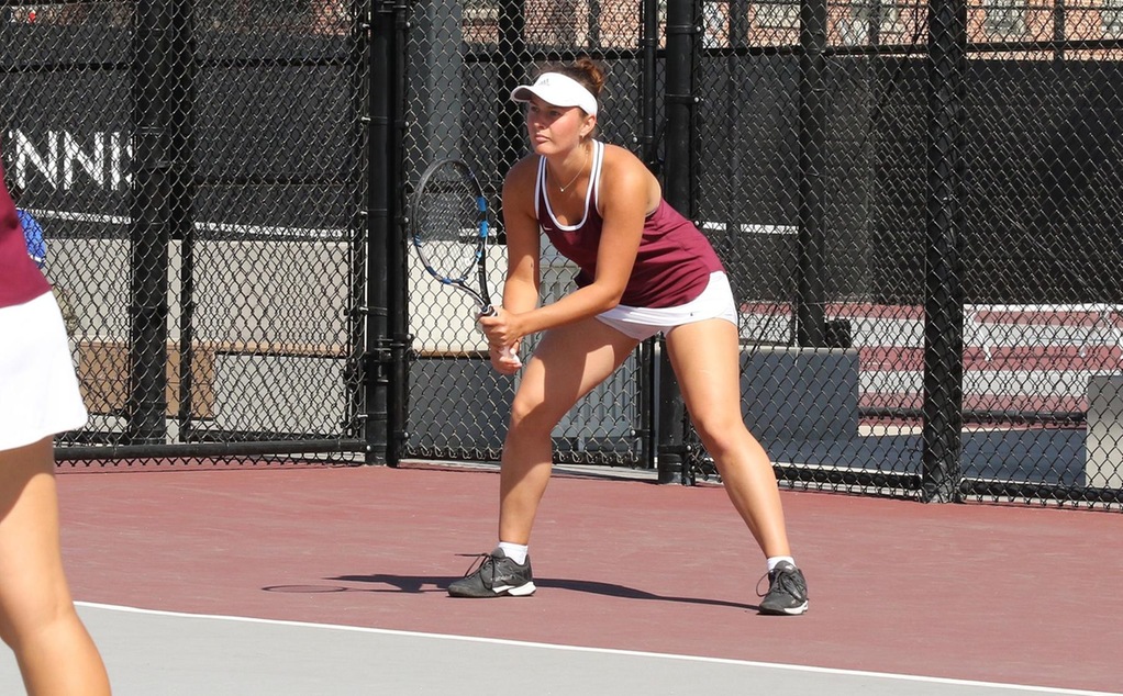 Vasilisa Trofimova awaits a serve.