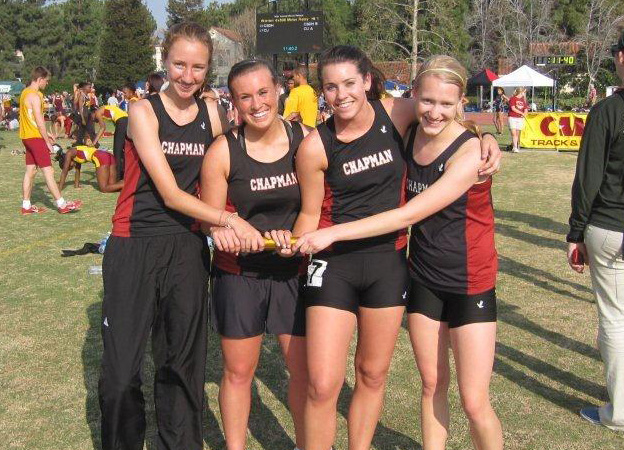 4x800 relay team (from left to right): Nicole Jourdain, Launa Kressin, Lisa Peterkin and Kayla Heath