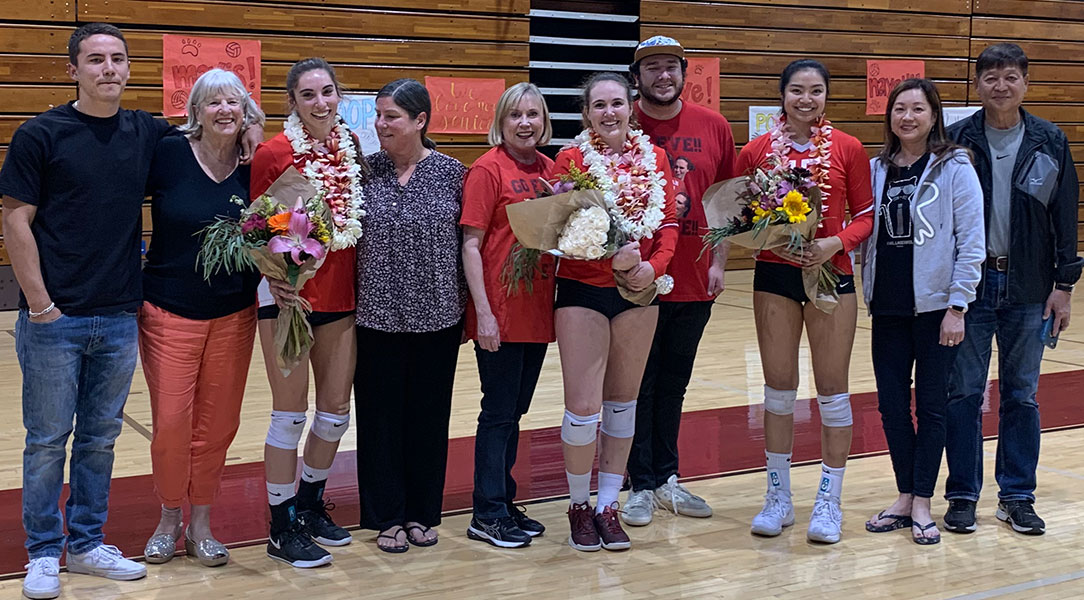 Chapman's seniors and families pose for a picture.