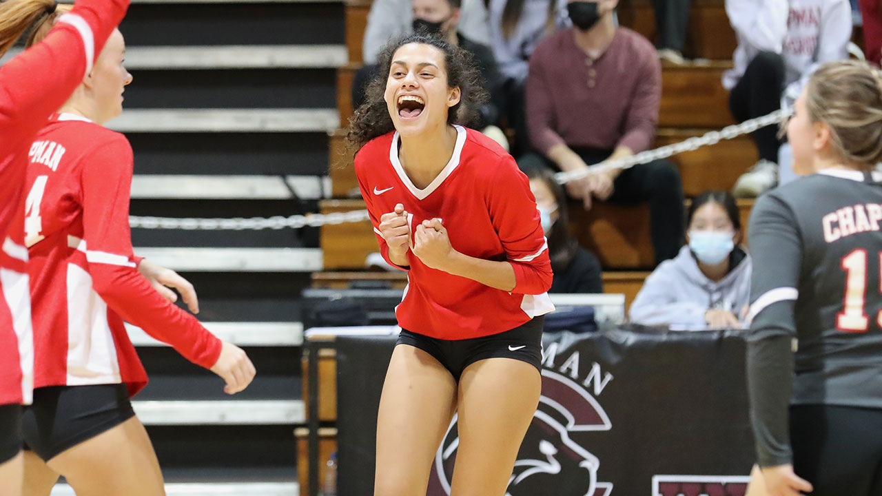 Sophie Srivastava celebrates scoring a point.