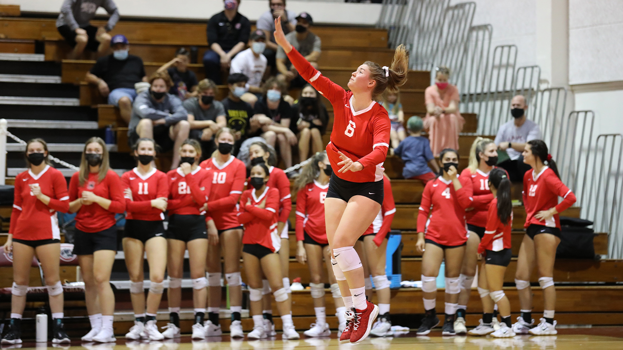 Jessi Lumsden hits the volleyball 
