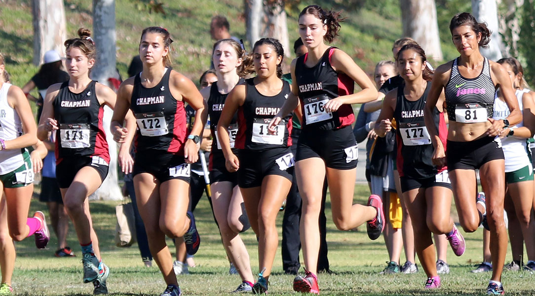Arabelle Reece leads the Chapman team to start a race.