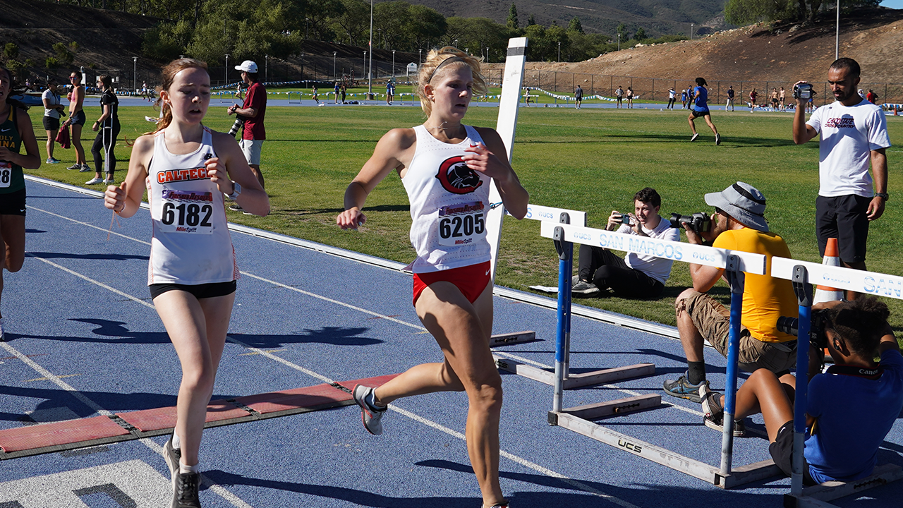 Annika Carlson crosses the finish line.